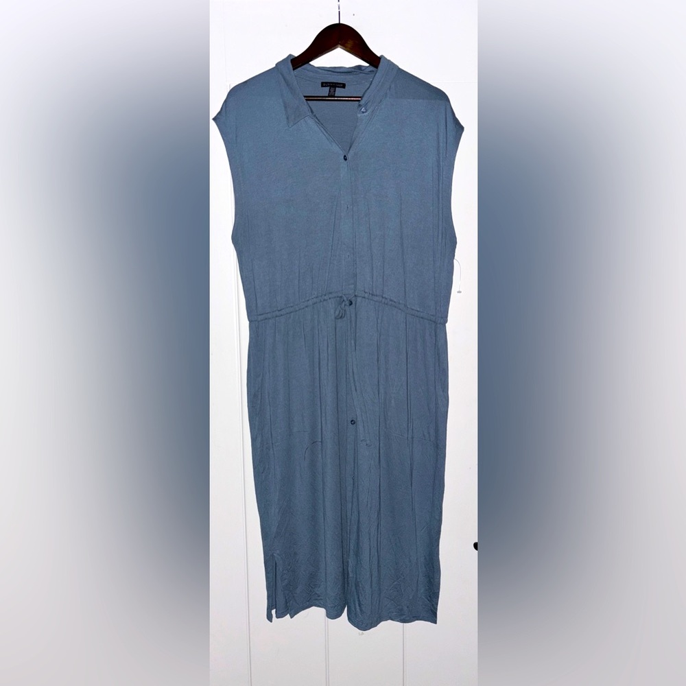 Eileen Fisher Sleeveless Viscose Button Down Shirtdress Women XL Minimalist